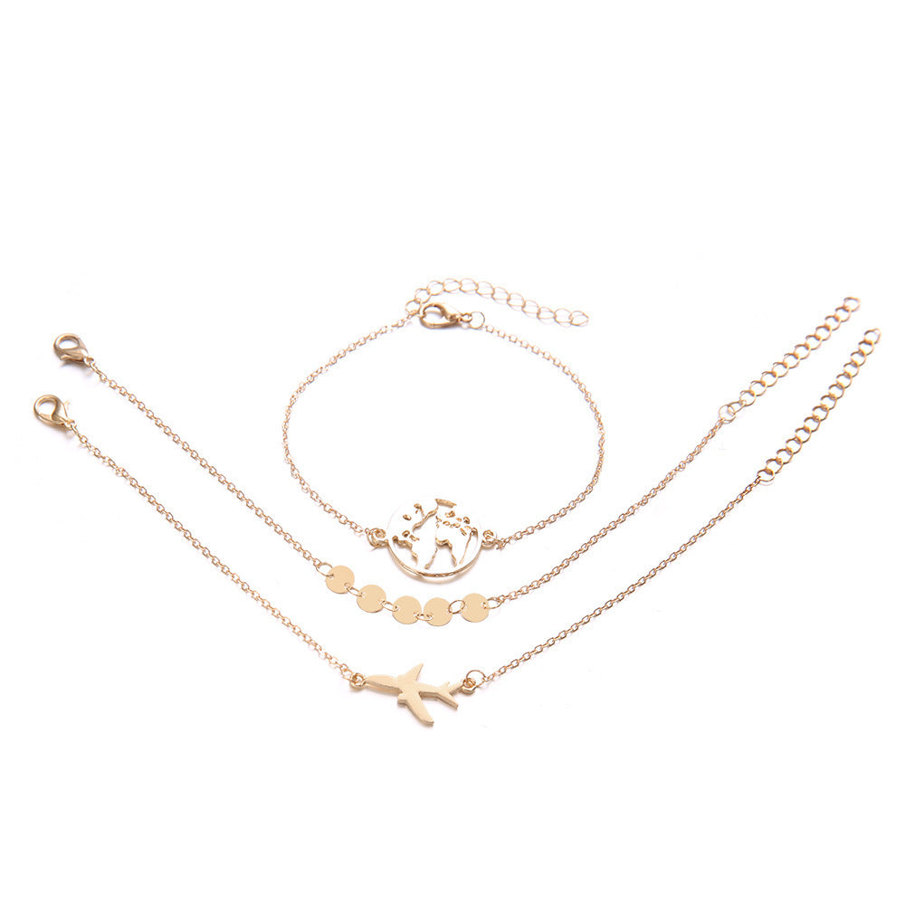 Bohemian Aircraft Map Charm Bracelet