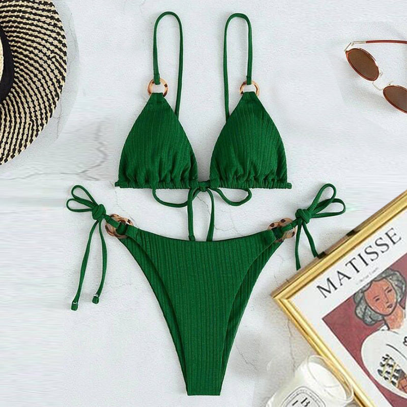 Solid Color Strap Bikini