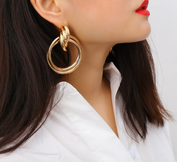 Hollow Round Alloy Drop Earrings