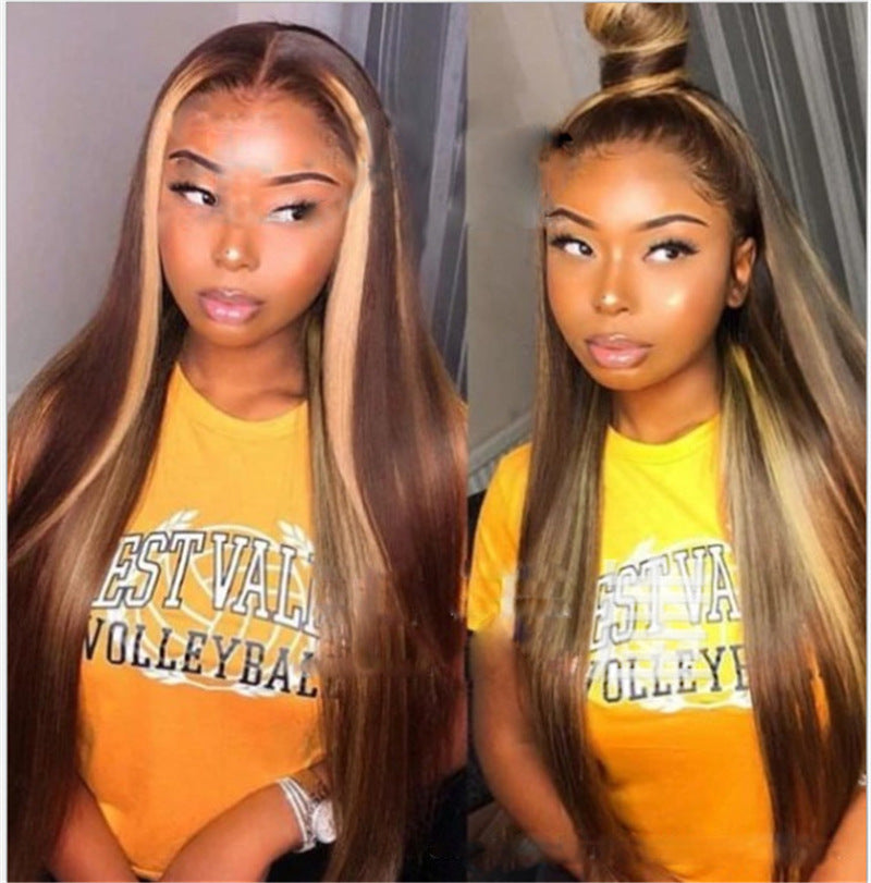 Mid-length straight Human Hair Wig