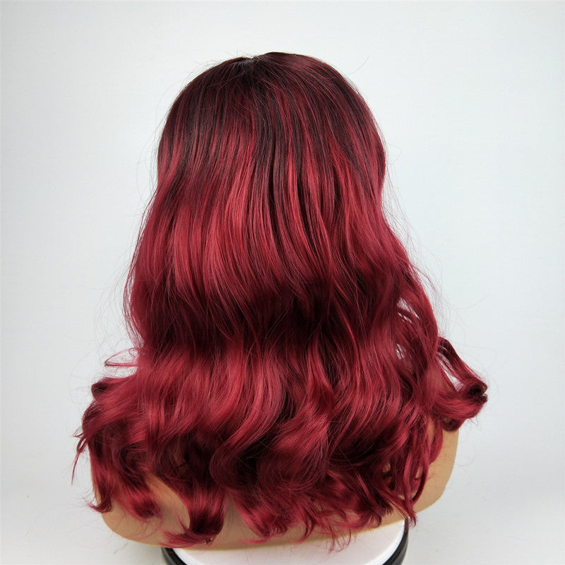 Burgundy Long Human Hair Wig