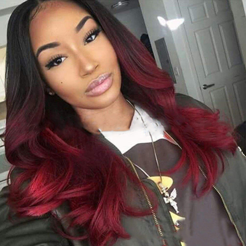 Burgundy Long Human Hair Wig
