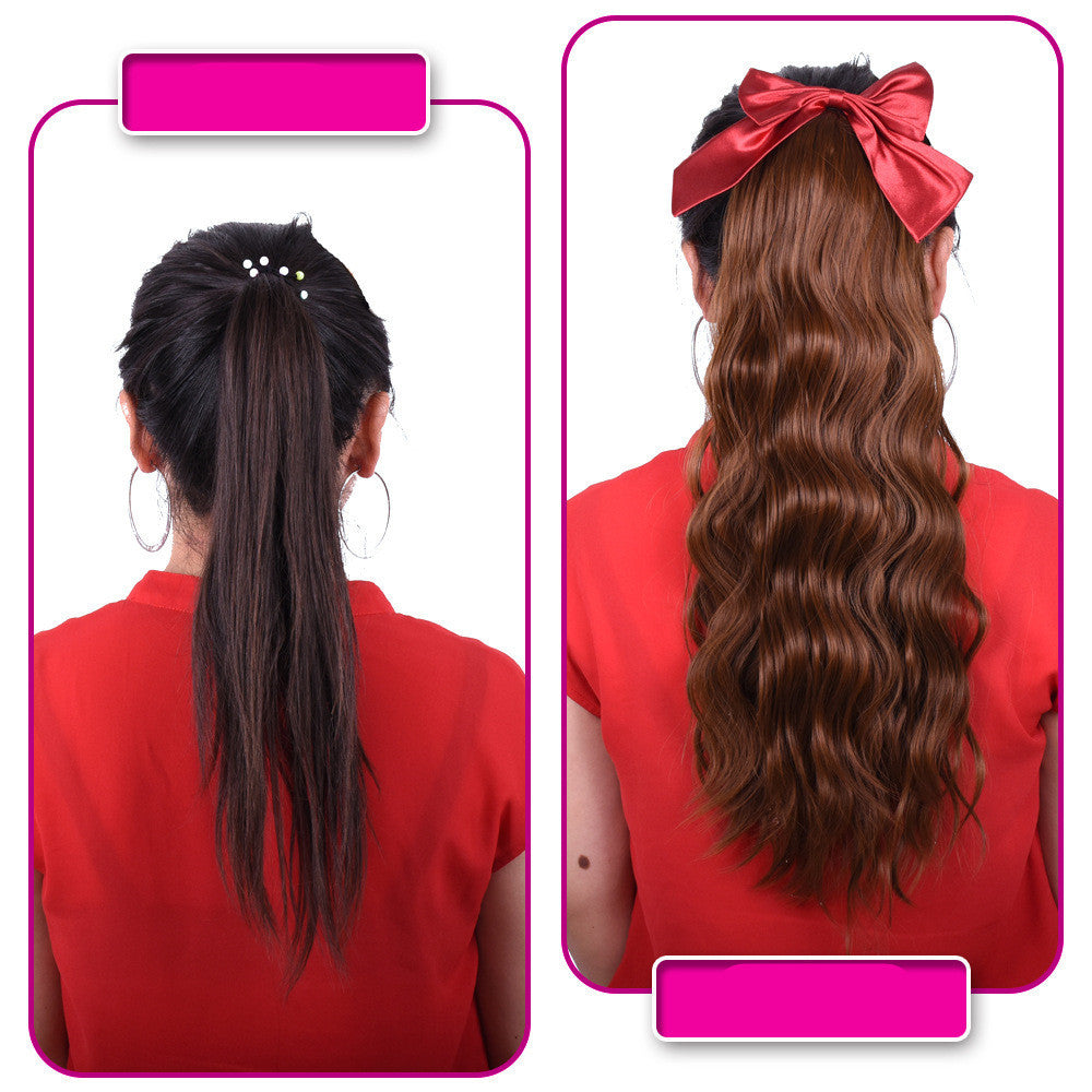 Red Bow Ponytail Human Hair Wig