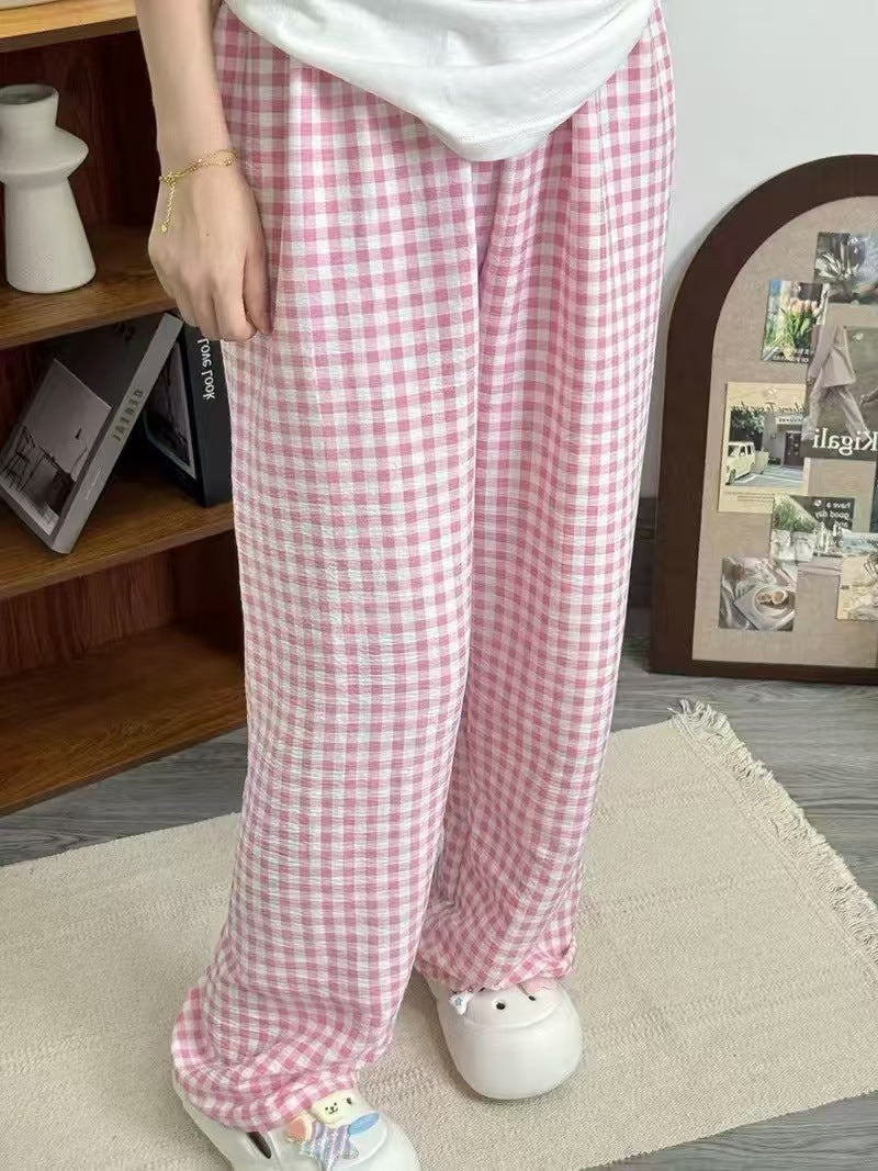 Style Plaid Casual Wide-leg Pants