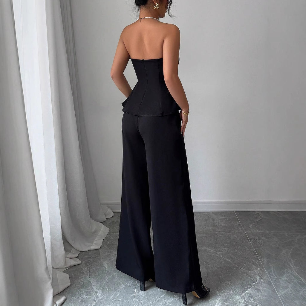 Elegant Stitching Vest Wide-leg Trousers