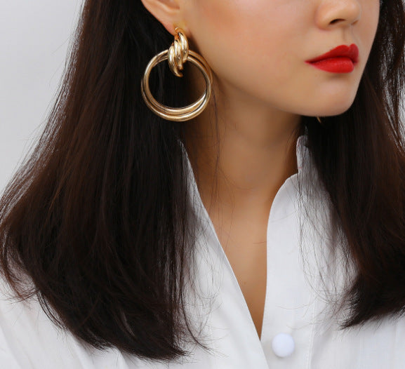 Hollow Round Alloy Drop Earrings
