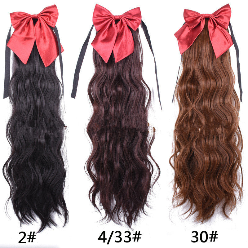Red Bow Ponytail Human Hair Wig