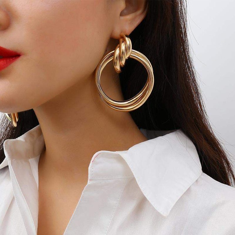 Hollow Round Alloy Drop Earrings