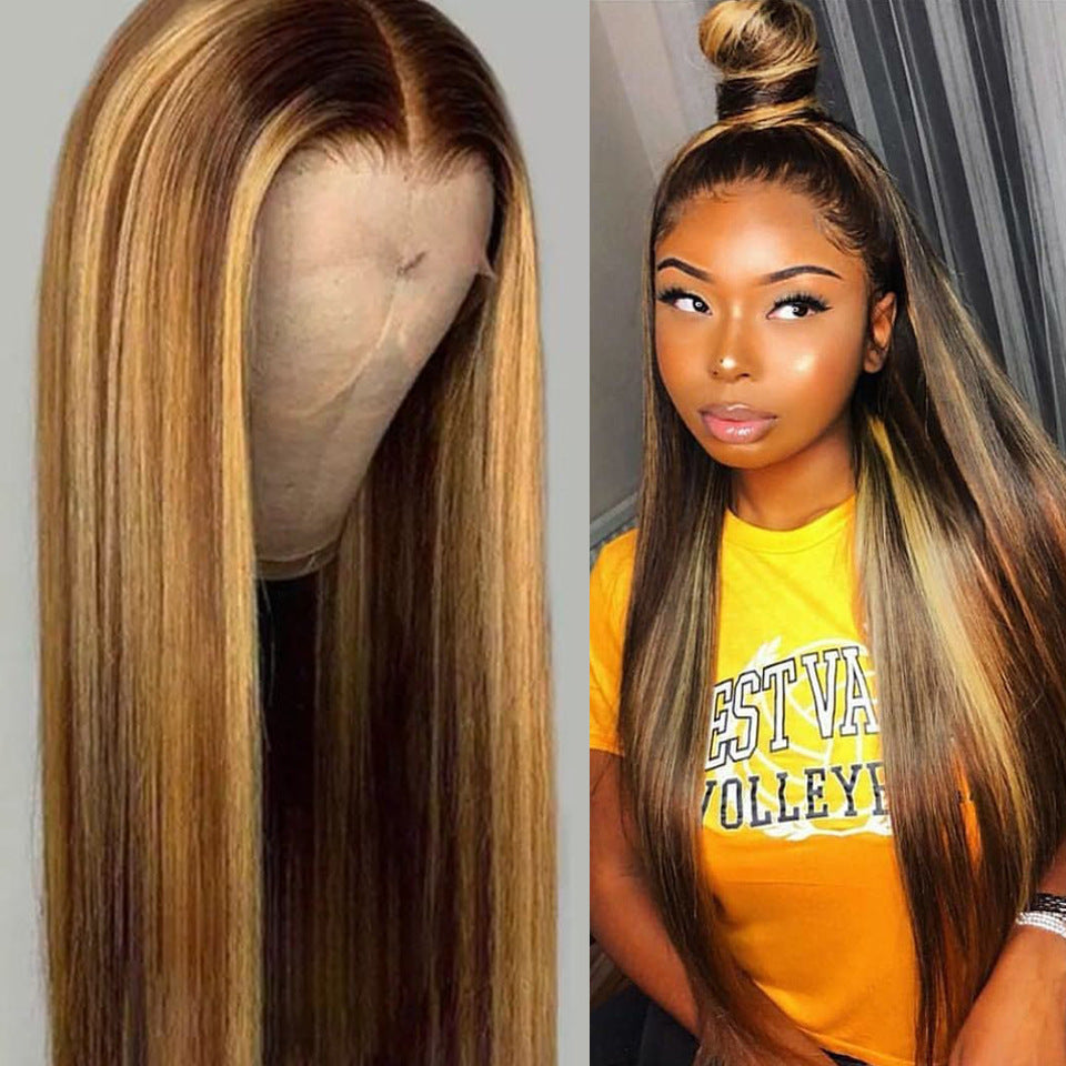 Mid-length straight Human Hair Wig