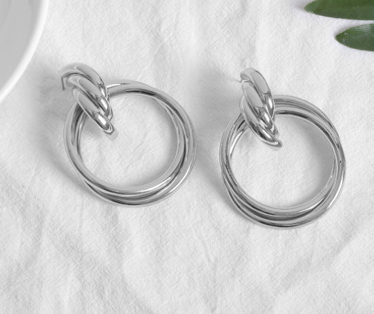 Hollow Round Alloy Drop Earrings