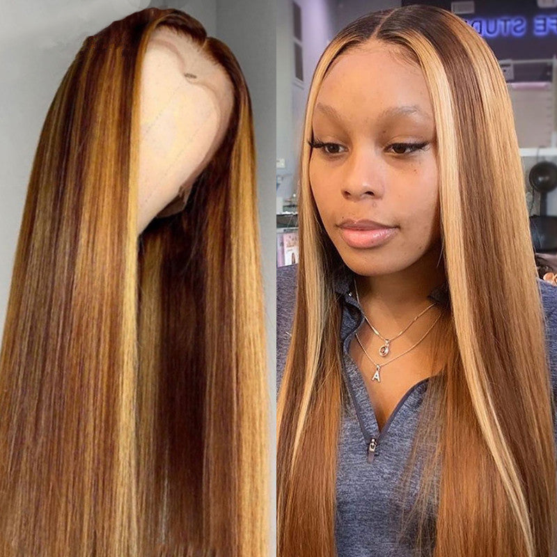 Mid-length straight Human Hair Wig
