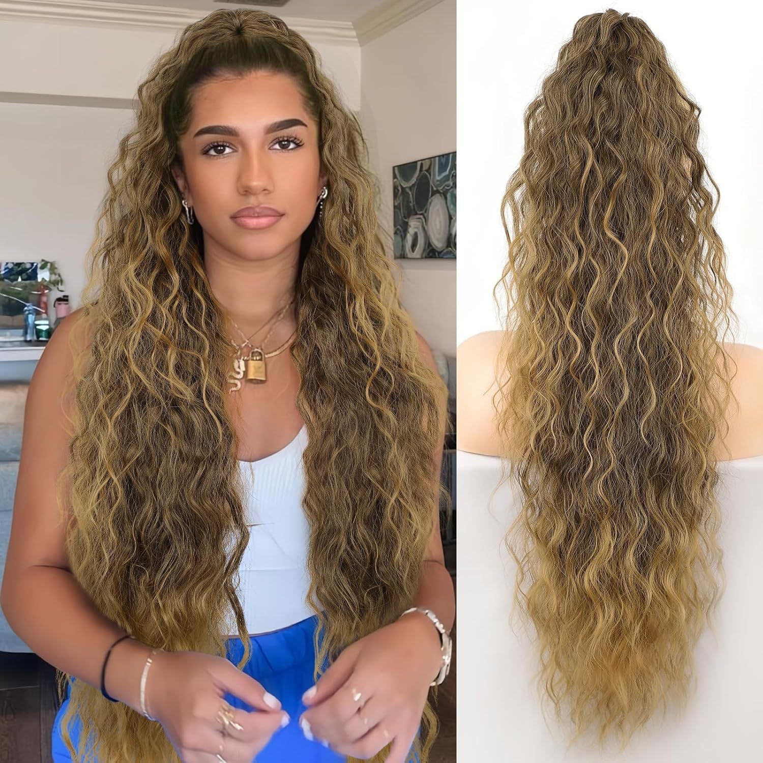 Ponytail Fluffy Human Hair Wig