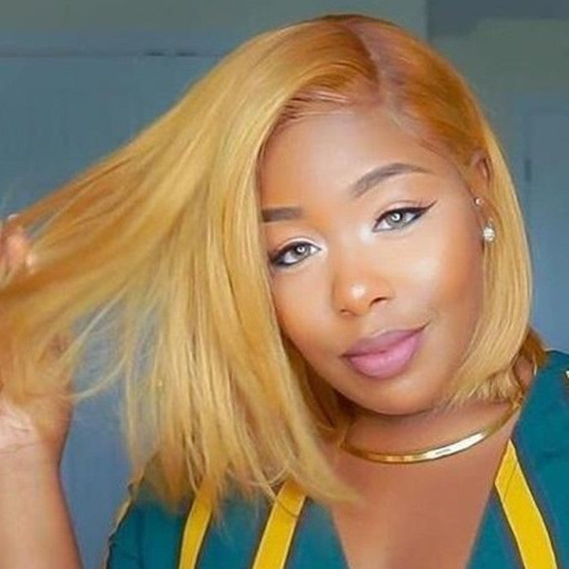 Short Blond Realistic Human Hair Wig