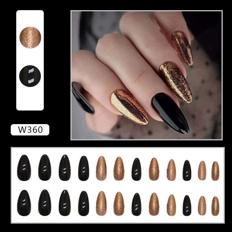 Flash Black Gold Nails