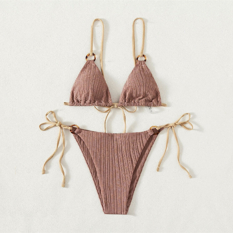 Solid Color Strap Bikini