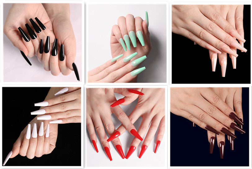 Long Coffin Fake Nails