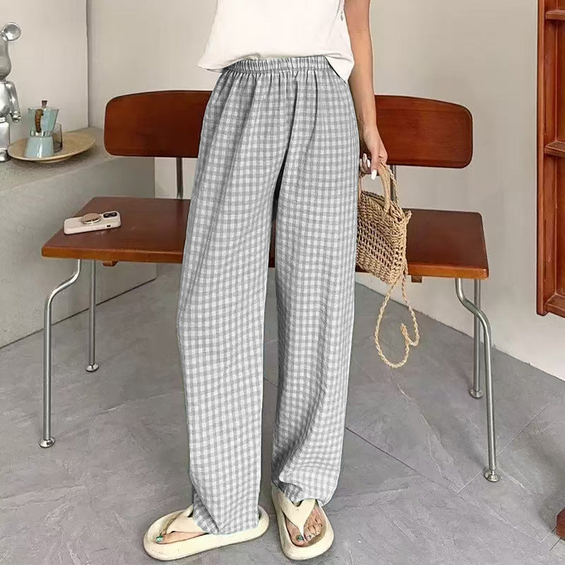 Style Plaid Casual Wide-leg Pants