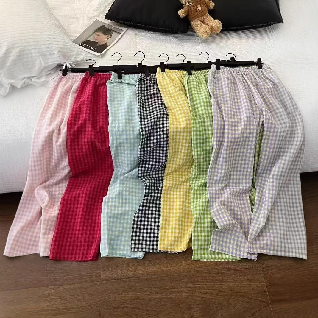 Style Plaid Casual Wide-leg Pants