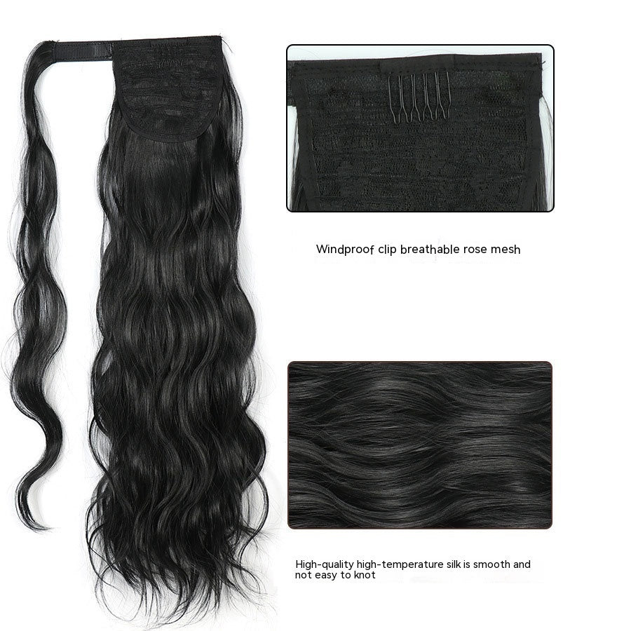 Velcro Big Wave Ponytail Human Hair Wig