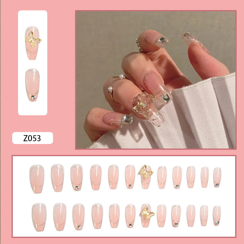 Crystal Butterfly Fake Nails