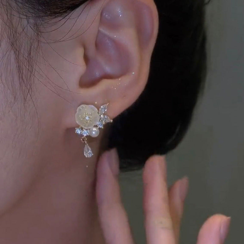 French Pearl Flower Earrings