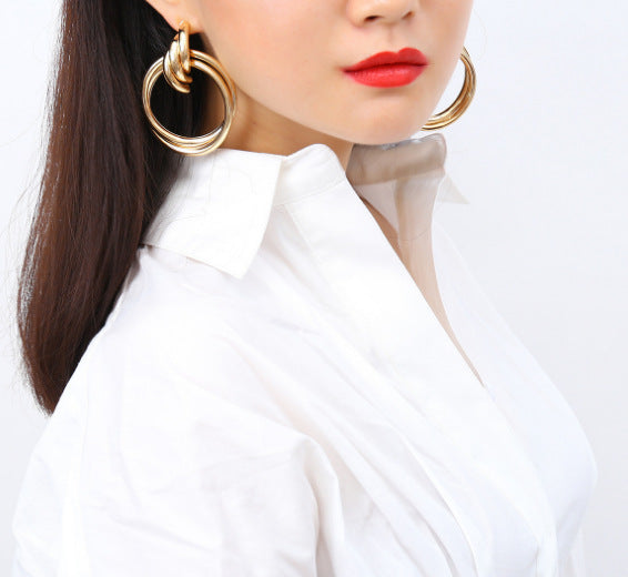 Hollow Round Alloy Drop Earrings