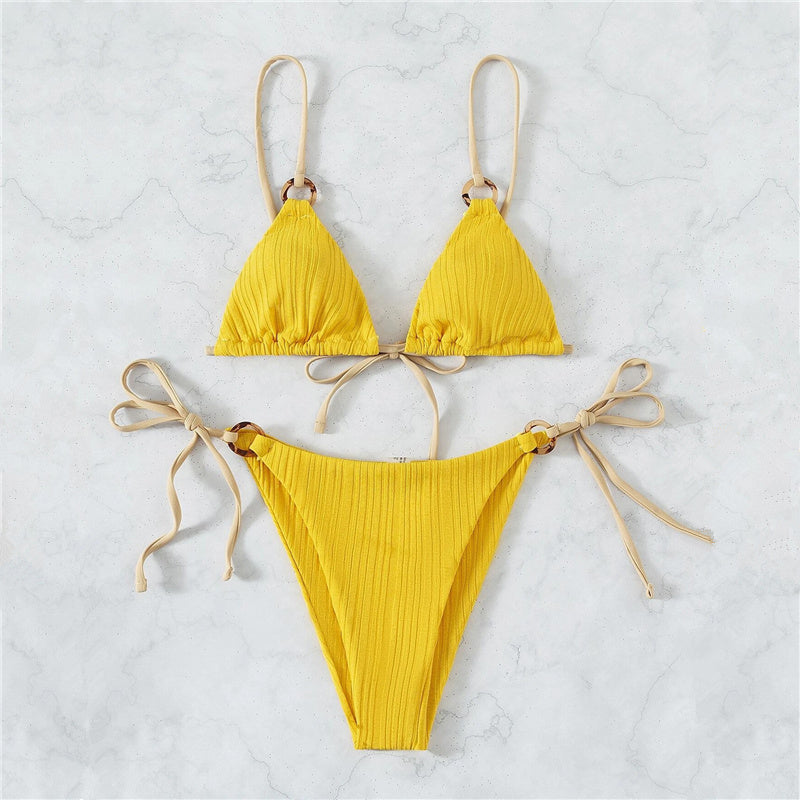 Solid Color Strap Bikini