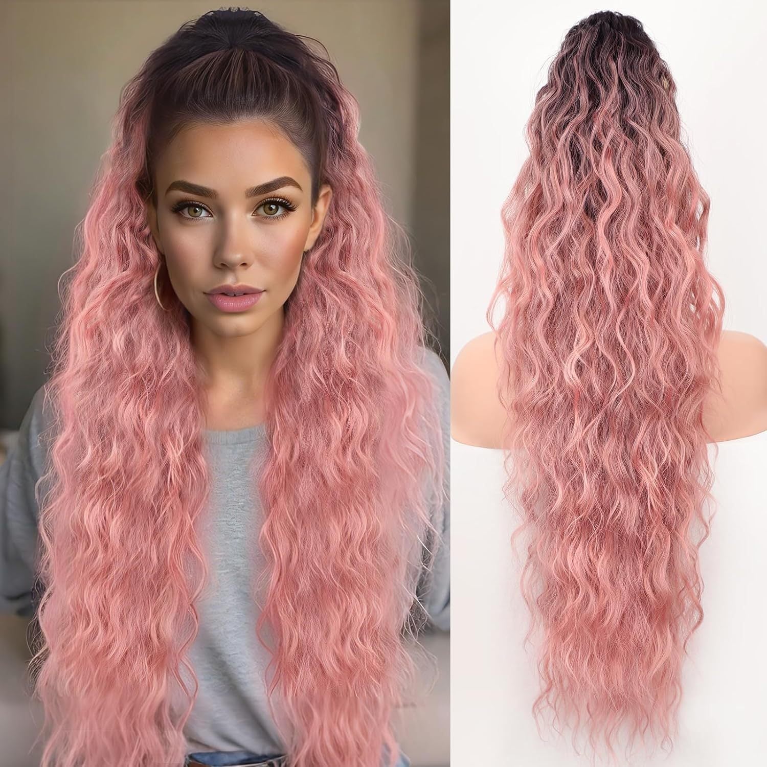 Ponytail Fluffy Human Hair Wig