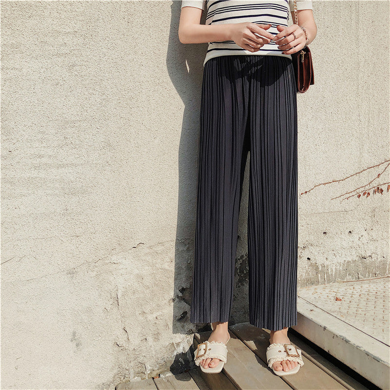 High Pleated Chiffon Wide-leg Pants
