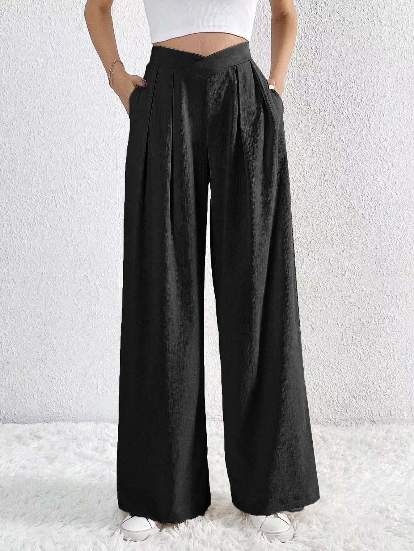 Temperament Pleated High Waist Casual Trousers