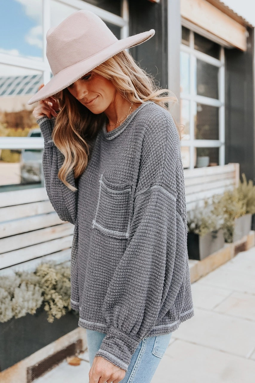 Drop Shoulder Sleeve Loose Casual Top