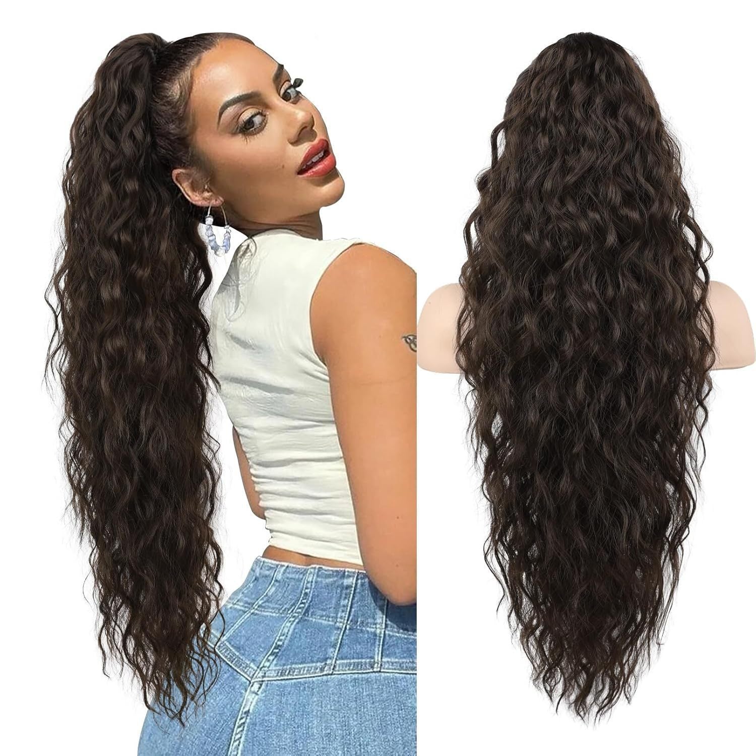 Ponytail Fluffy Human Hair Wig