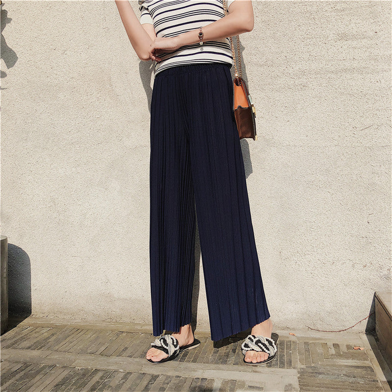 High Pleated Chiffon Wide-leg Pants