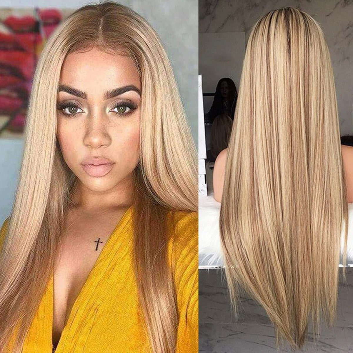 Golden Brown Gradient Human Hair Wig