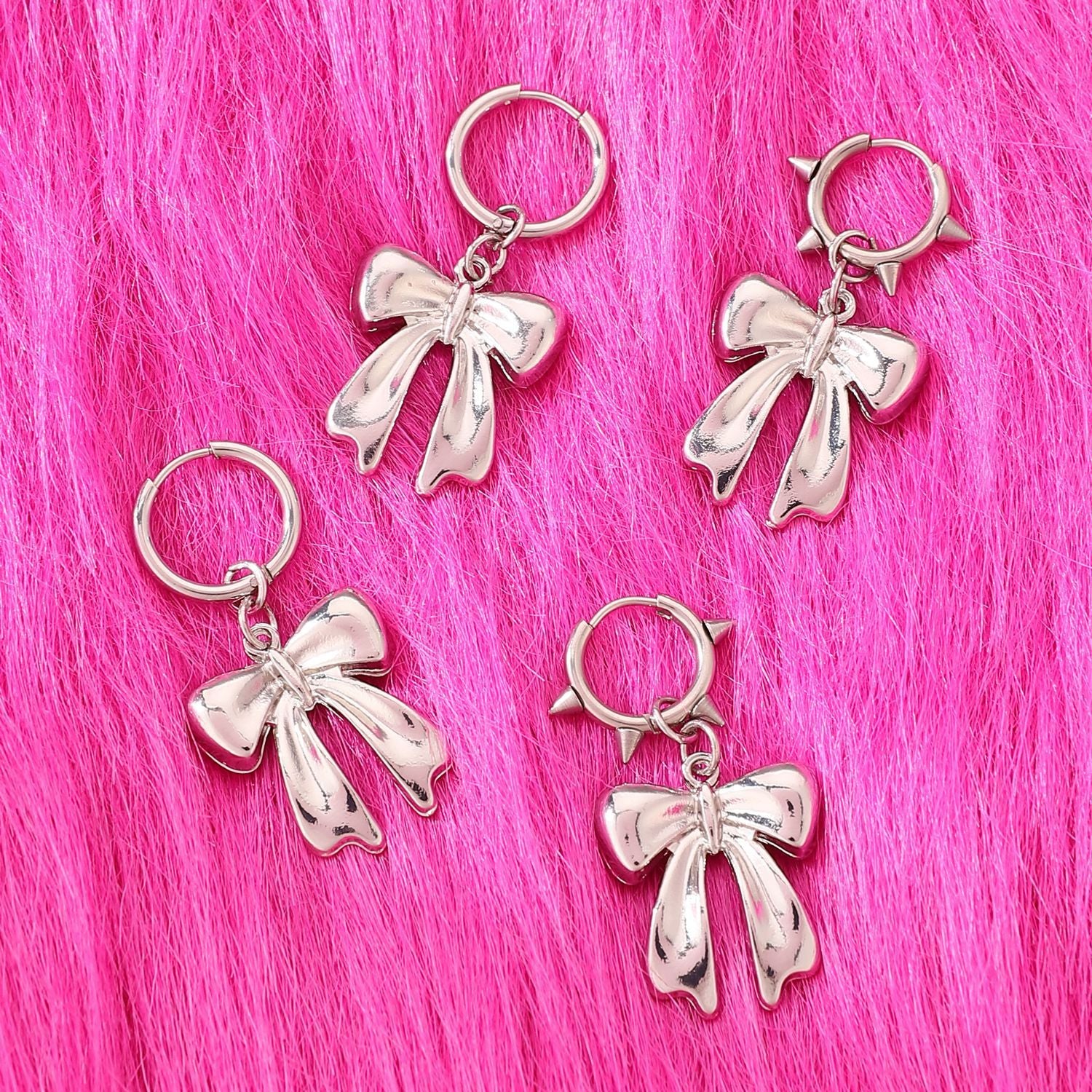 Bowknot Gothic Charm Rivet Earrings