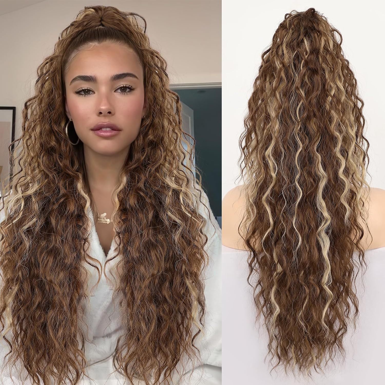 Ponytail Fluffy Human Hair Wig