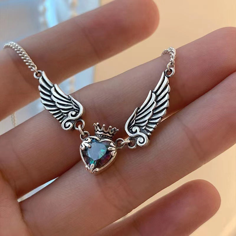Gothic Heart Crown Angel Necklaces