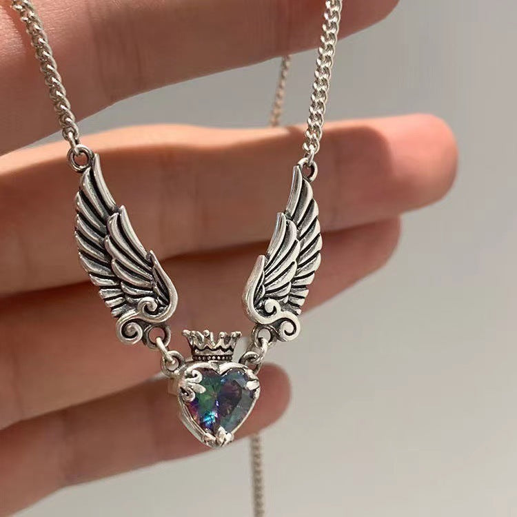 Gothic Heart Crown Angel Necklaces