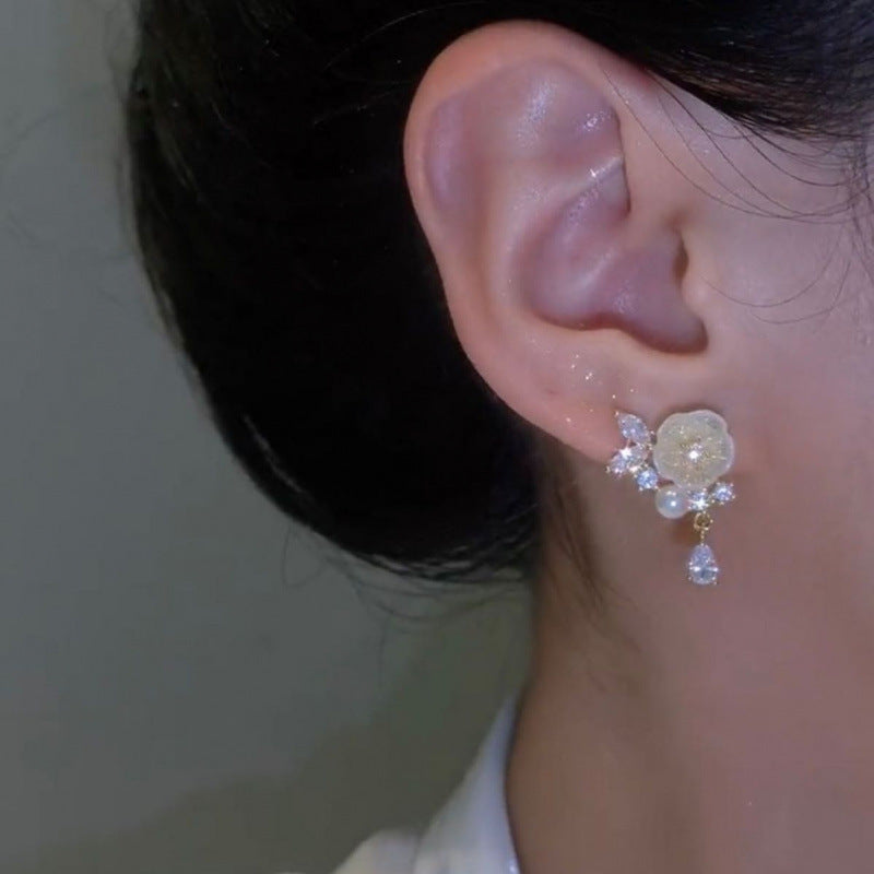 French Pearl Flower Earrings