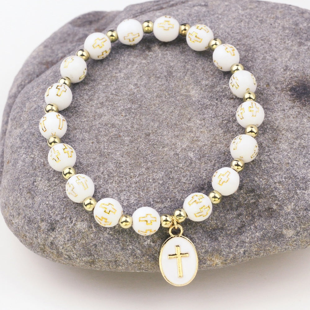 Oval Cross Pendant Bracelet