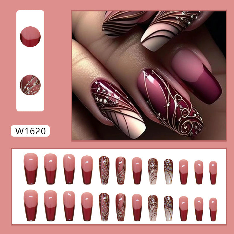 Line Pattern Fake Nails