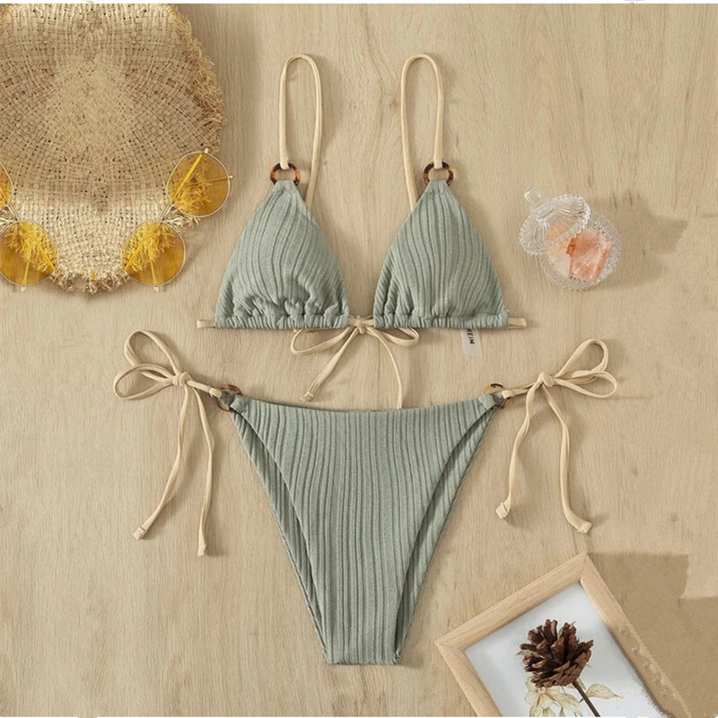 Solid Color Strap Bikini