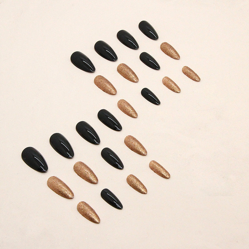 Flash Black Gold Nails