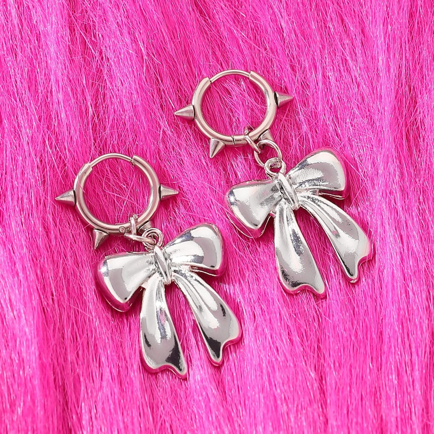 Bowknot Gothic Charm Rivet Earrings
