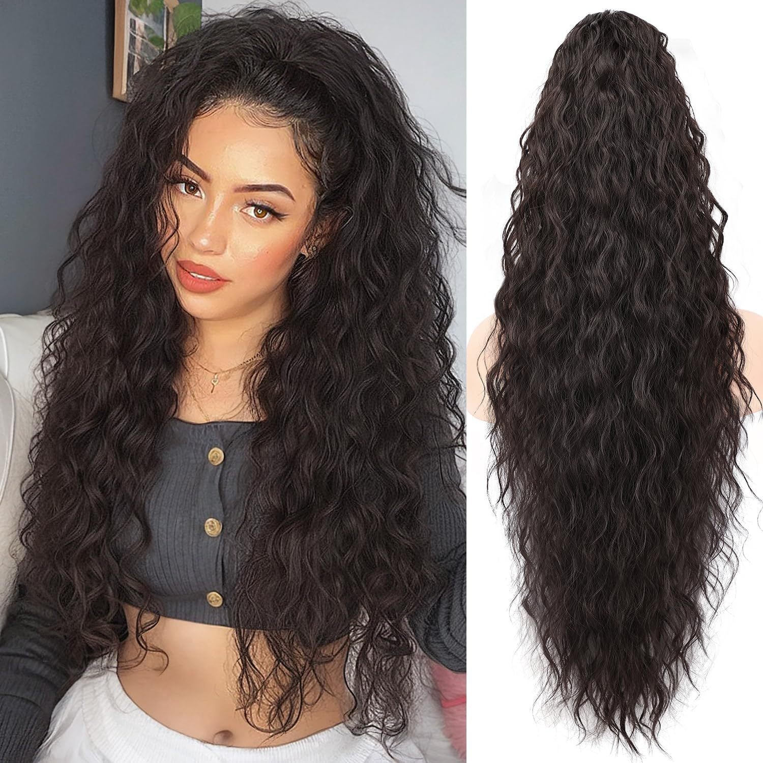 Ponytail Fluffy Human Hair Wig