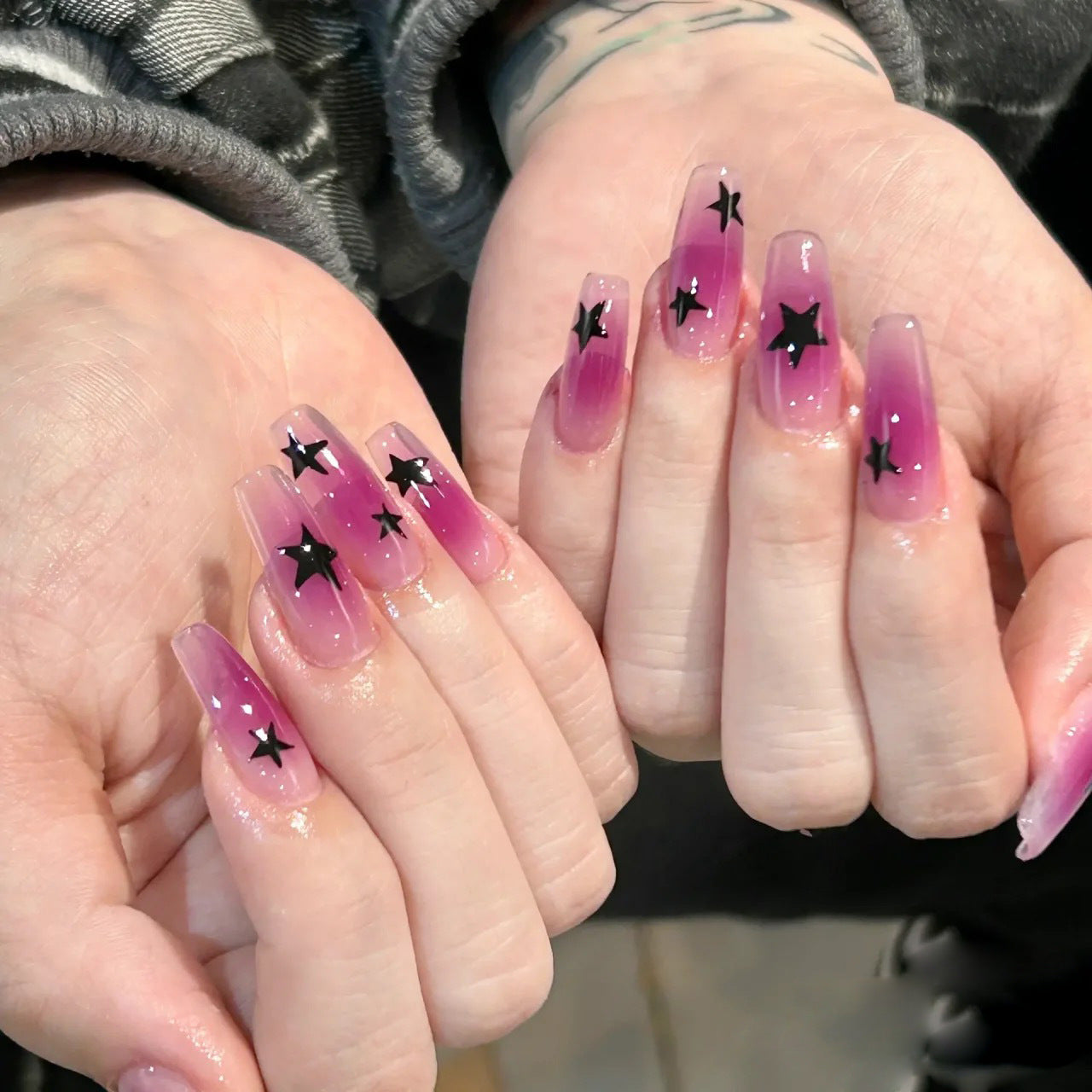 Transparent Purple Fake Nails