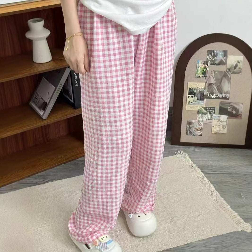 Style Plaid Casual Wide-leg Pants