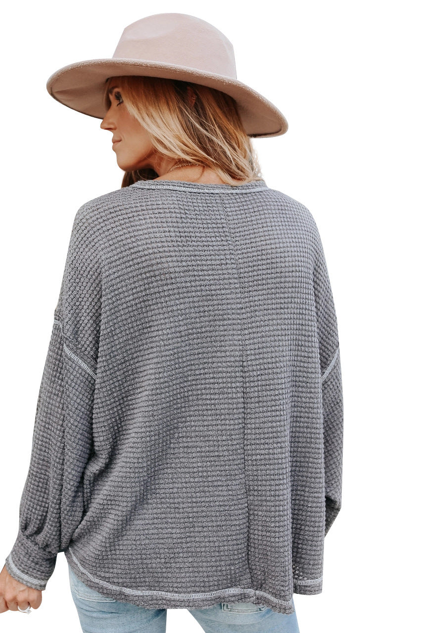 Drop Shoulder Sleeve Loose Casual Top