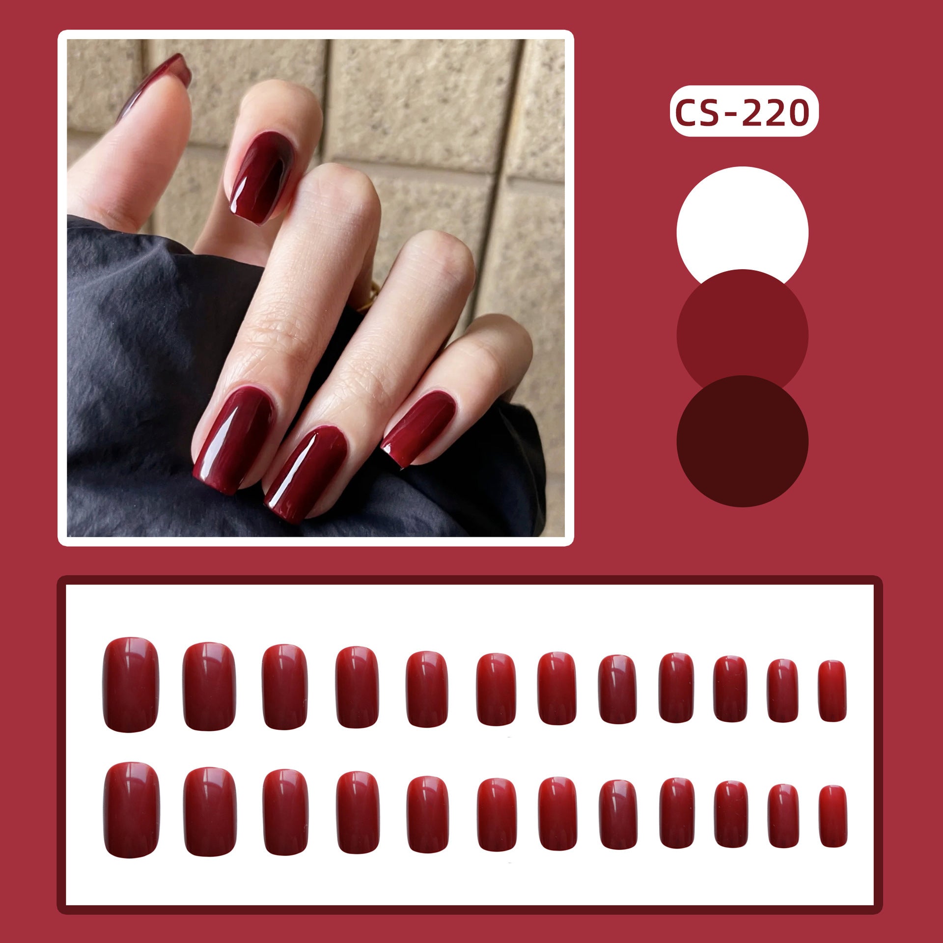 Jelly Red Fake Nails