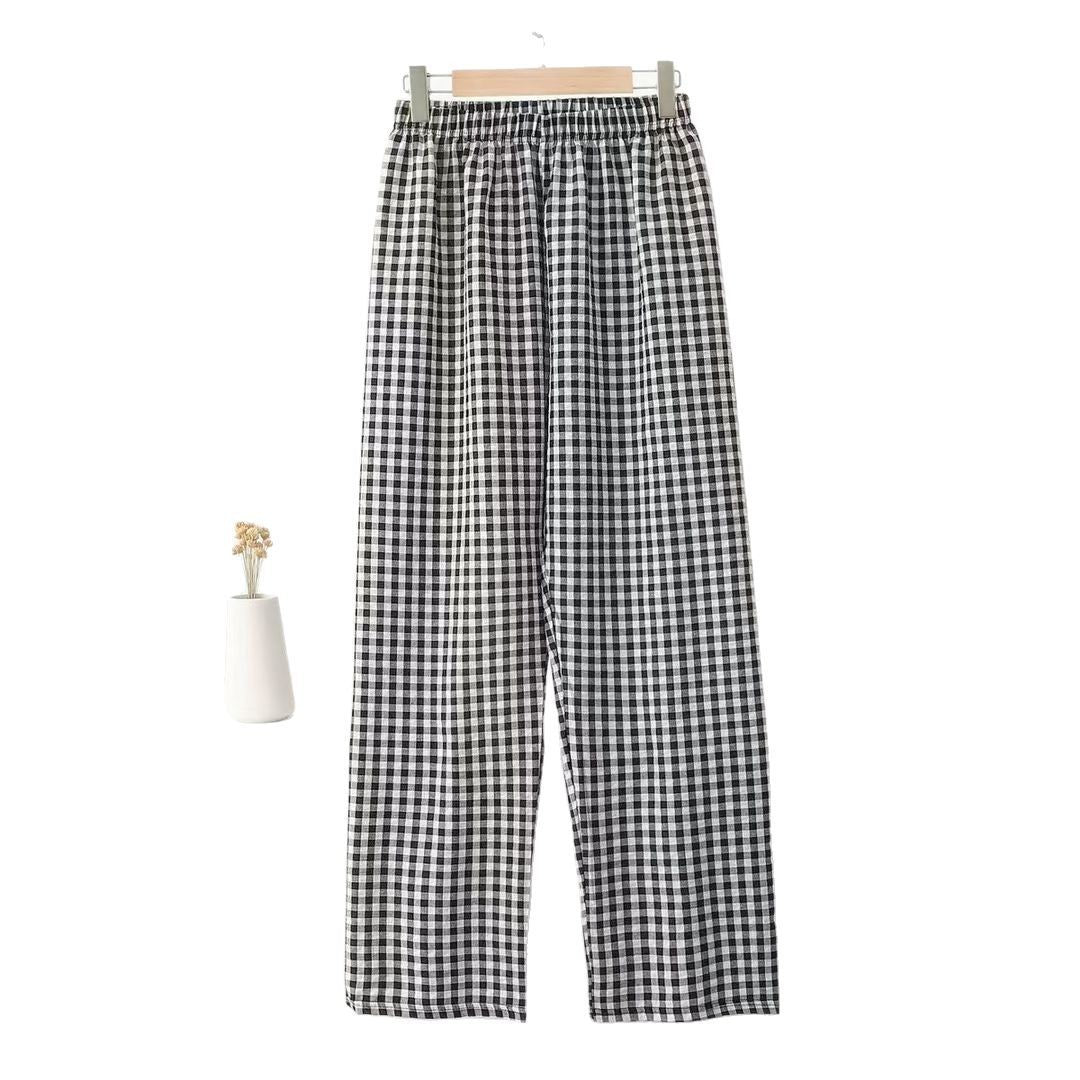 Style Plaid Casual Wide-leg Pants